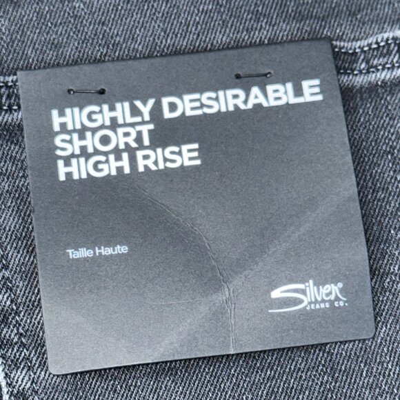 NWT SILVER JEANS "Highly Desirable" High Rise Short in Black Size 27 - Picture 6 of 10